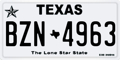 TX license plate BZN4963