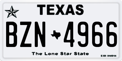 TX license plate BZN4966