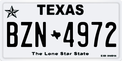 TX license plate BZN4972