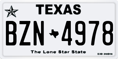 TX license plate BZN4978