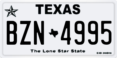 TX license plate BZN4995