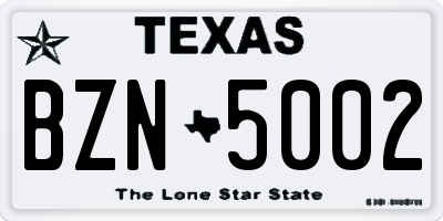 TX license plate BZN5002