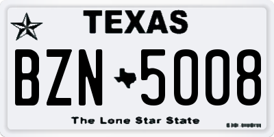 TX license plate BZN5008