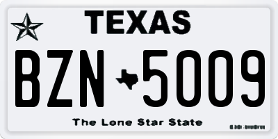 TX license plate BZN5009