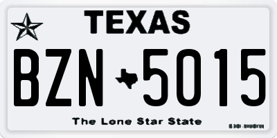 TX license plate BZN5015