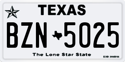 TX license plate BZN5025
