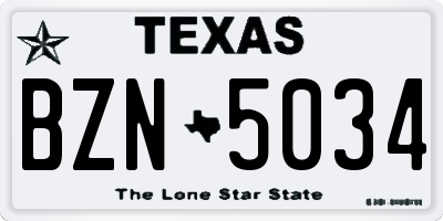 TX license plate BZN5034