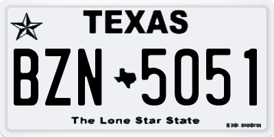 TX license plate BZN5051