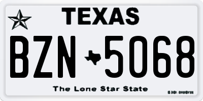 TX license plate BZN5068