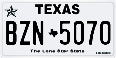 TX license plate BZN5070