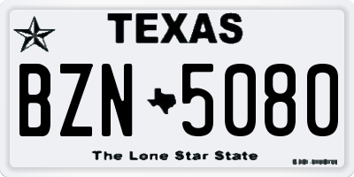 TX license plate BZN5080
