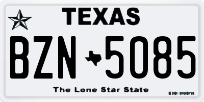 TX license plate BZN5085