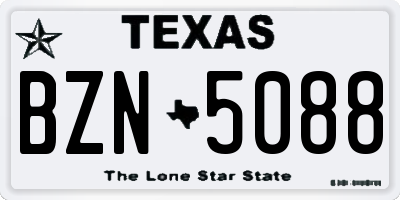 TX license plate BZN5088