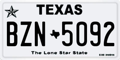 TX license plate BZN5092