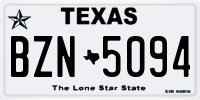 TX license plate BZN5094