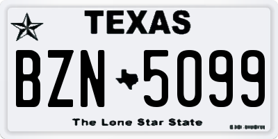 TX license plate BZN5099