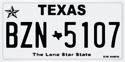 TX license plate BZN5107