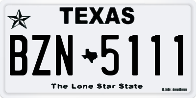 TX license plate BZN5111