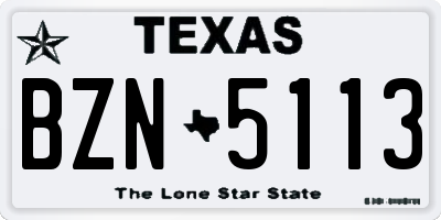 TX license plate BZN5113