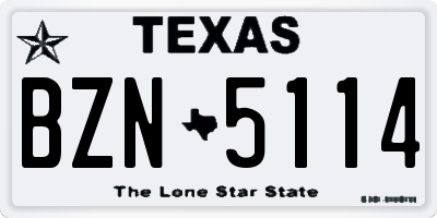 TX license plate BZN5114