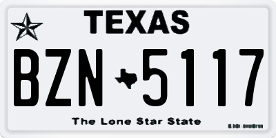 TX license plate BZN5117