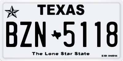TX license plate BZN5118