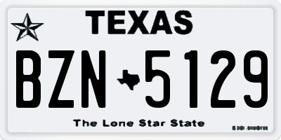 TX license plate BZN5129