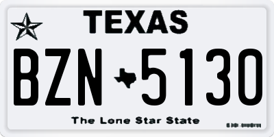 TX license plate BZN5130