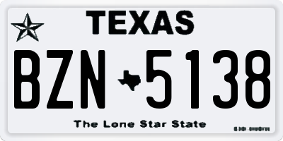 TX license plate BZN5138