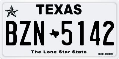 TX license plate BZN5142