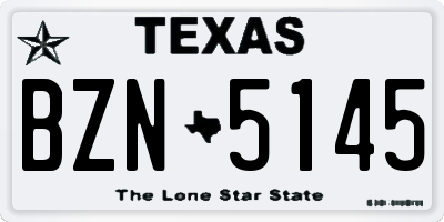 TX license plate BZN5145