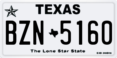 TX license plate BZN5160