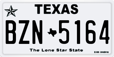 TX license plate BZN5164