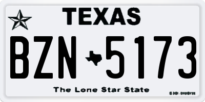 TX license plate BZN5173