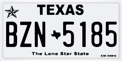 TX license plate BZN5185