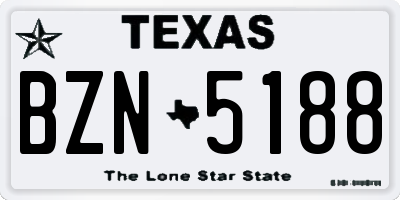 TX license plate BZN5188