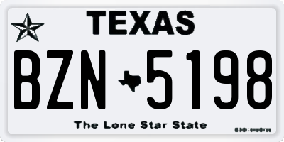 TX license plate BZN5198