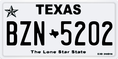 TX license plate BZN5202