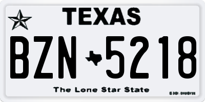 TX license plate BZN5218