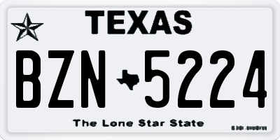 TX license plate BZN5224