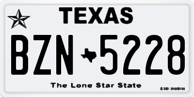 TX license plate BZN5228