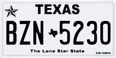 TX license plate BZN5230