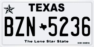 TX license plate BZN5236