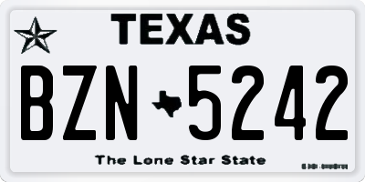 TX license plate BZN5242