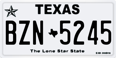 TX license plate BZN5245