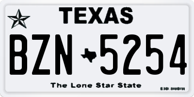 TX license plate BZN5254