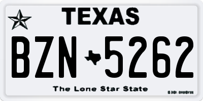 TX license plate BZN5262