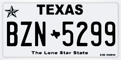 TX license plate BZN5299