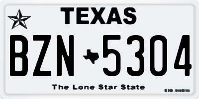 TX license plate BZN5304