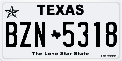 TX license plate BZN5318